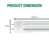 LED Integrated Tube length 23.78 inch and width 1 inch at switch to led