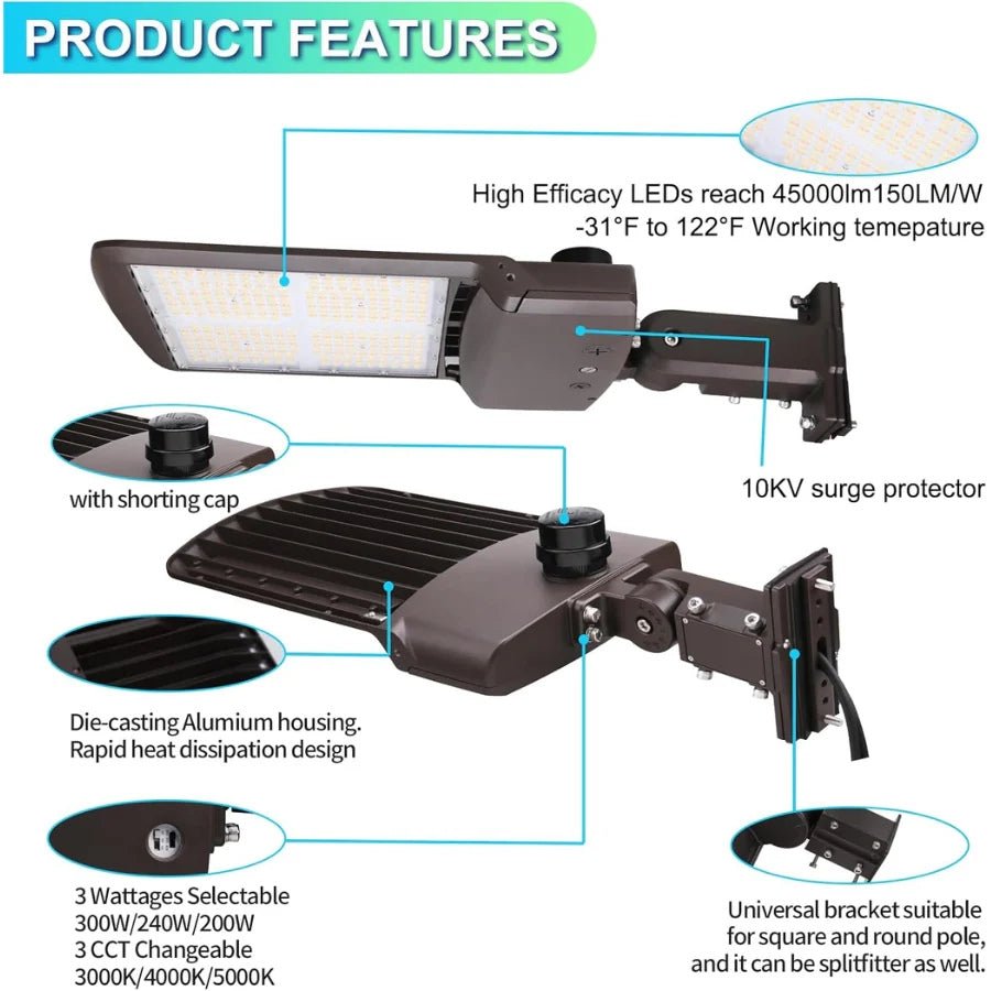LED Parking Lot Lights product features at switchtoled.com
