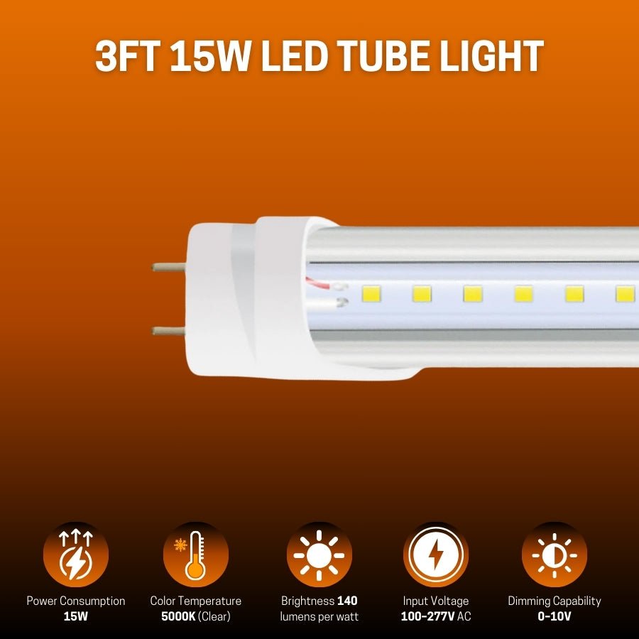 15W LED Tube Light Fixture 3ft at switchtoled