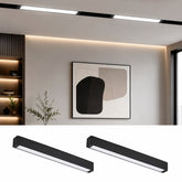 2-pack 24V magnetic linear floodlight track heads with slim black aluminum housing, providing uniform glare-free illumination for modern recessed magnetic track lighting systems.