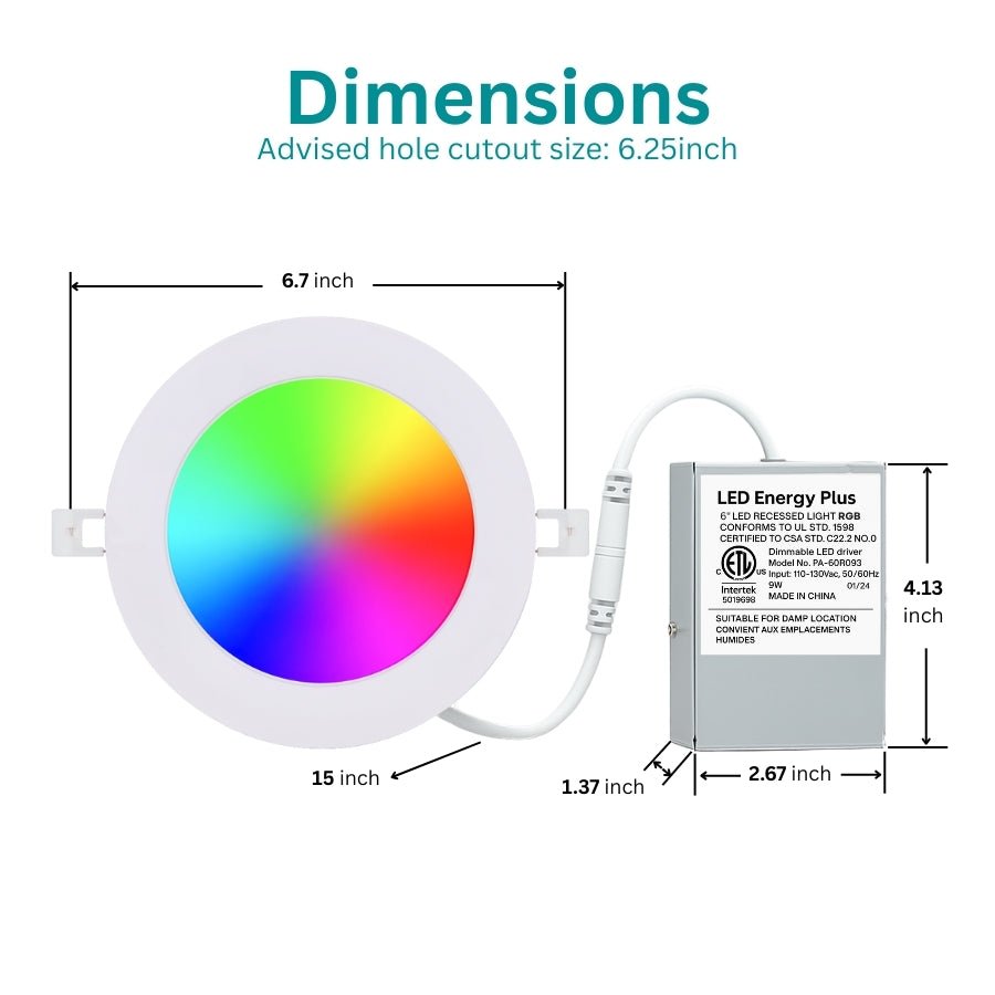 switchtoled downlight rgb 6 Inch product dimension