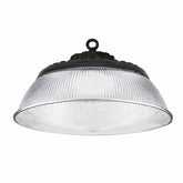acrylic high bay reflector for Ceiling light fixture with black frame and clear glass shade on a white background