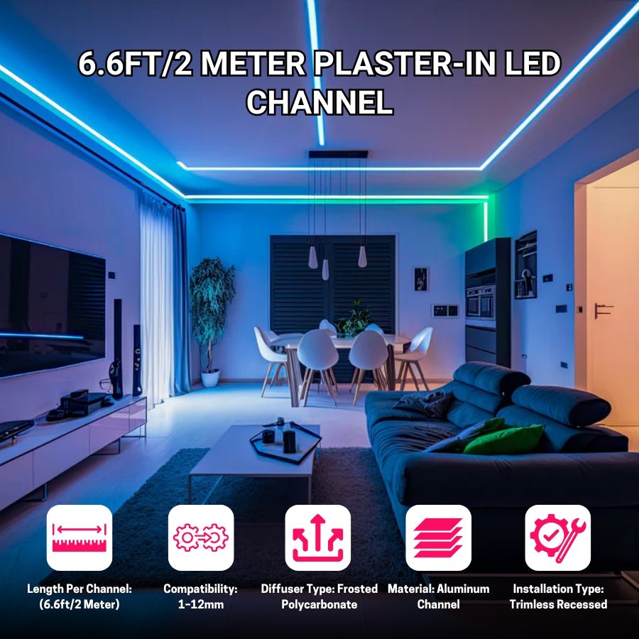 switchtoled 6.6ft/2 meter aluminum led channel and diffuser