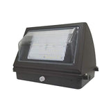 Black outdoor flood light with sensor on a white background