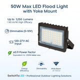 50W Max LED Flood Light with Yoke Mount on a white background