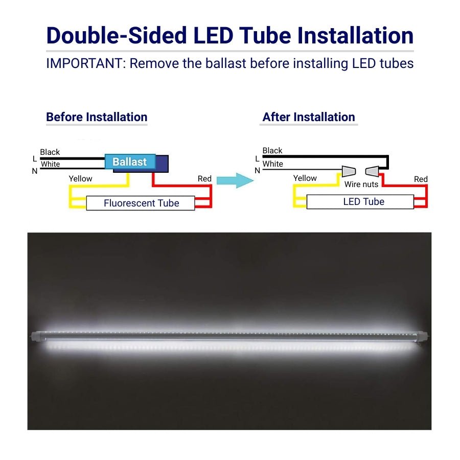 double sided 4ft led tube installation