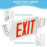Exit sign with adjustable angle features on a white background