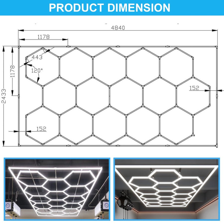 hexagon led lights product dimension at switchtoled.com