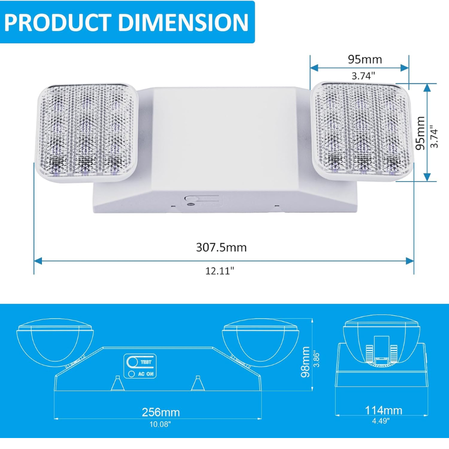led emergency lights with battery backup product dimension at switchtoled