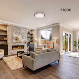 led flush mount light 14 inch, 5700k color temperature at switch to led