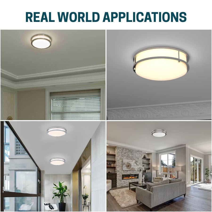 real world application of led flush mount light at switch to led