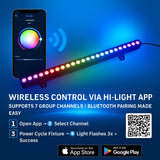 led linear rgb wall washer
with smartphone app control on a blue background