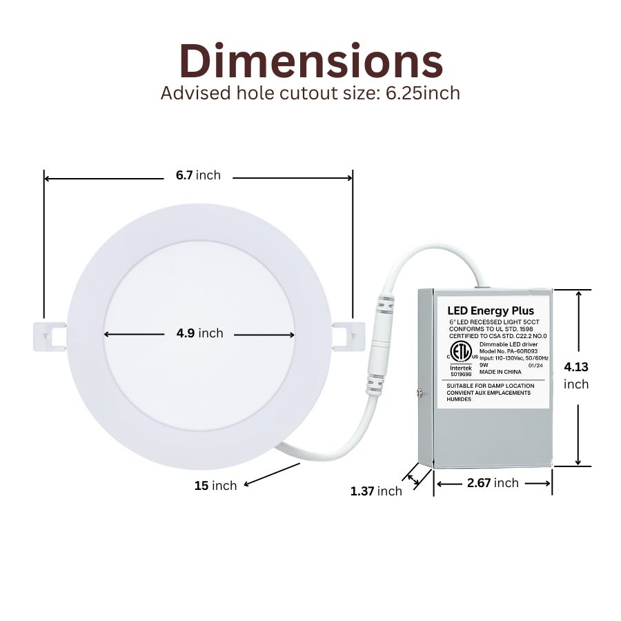 led recessed ceiling lights and junction box dimensions length and width measures at switchtoled