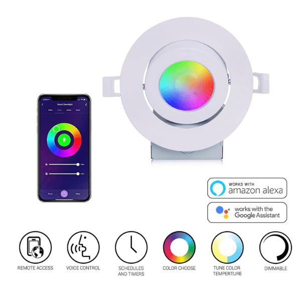 led recessed gimbal lights remote access, google and alexa at switchtoled.com