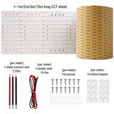 Rolls of CCT sheet, connect wire, power wire, screws, and silicone bungs with specifications on a white background.