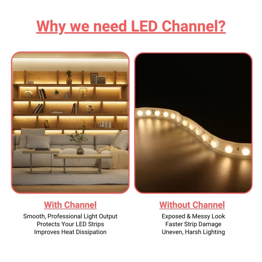 switchtoled led strip light channel diffuser with and without channel