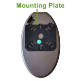 wall pack led light fixtures Mounting plate with labeled area on a white background