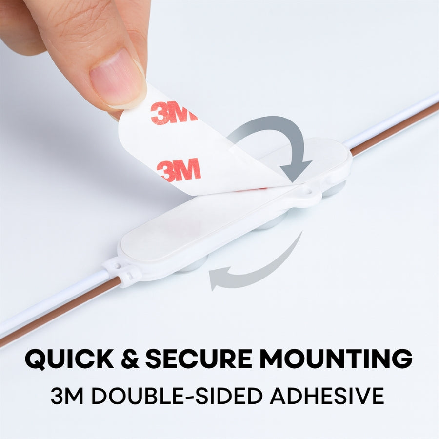 3M double-sided adhesive being applied to a surface with text 'Quick & Secure Mounting 3M Double-Sided Adhesive'.