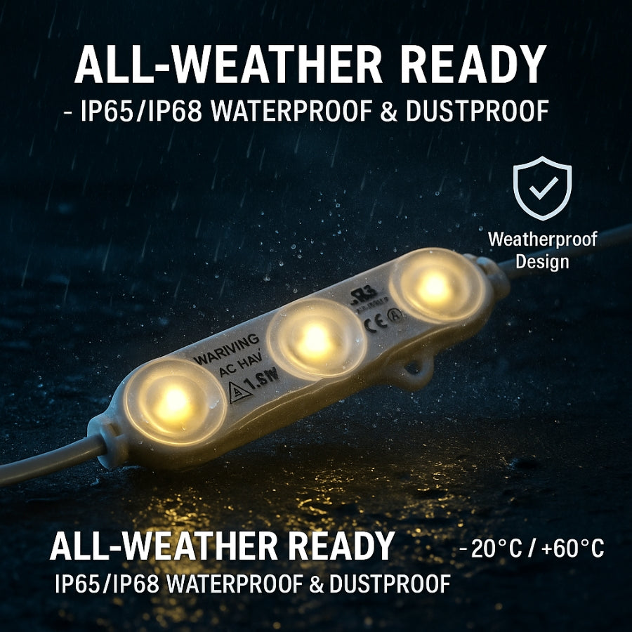 modular led lights with weatherproof design on a dark background