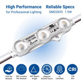 modules leds with specifications and certifications on a blue gradient background