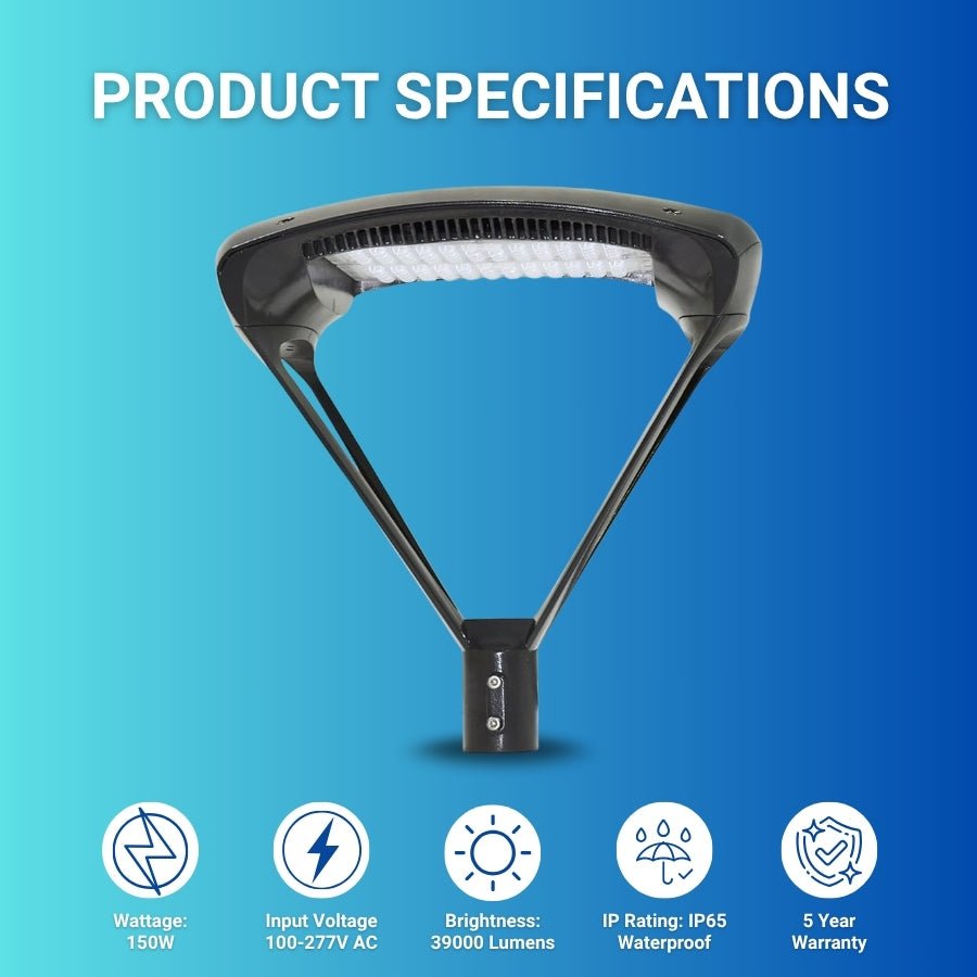switchtoled outdoor post lights 150w, 39000 lumens, waterproof and 5 ear warranty