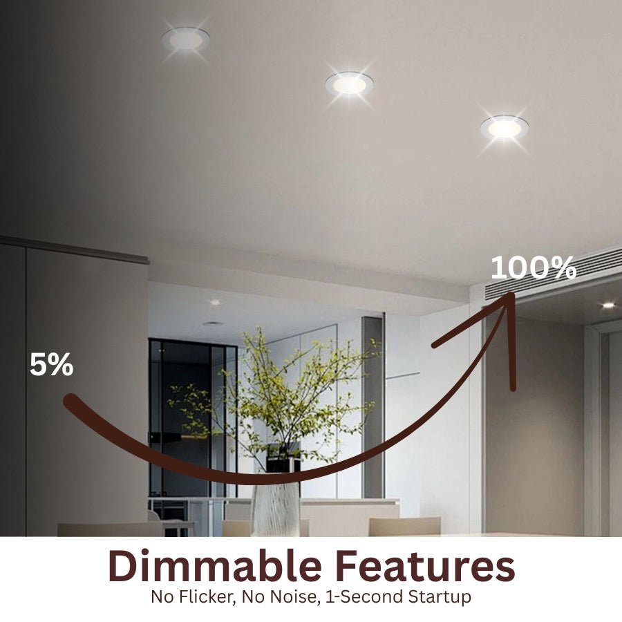 switchtoled recessed led ceiling lights dimmable features no flickers, no noise, 1 secound startup
