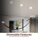 switchtoled recessed led ceiling lights dimmable features no flickers, no noise, 1 secound startup
