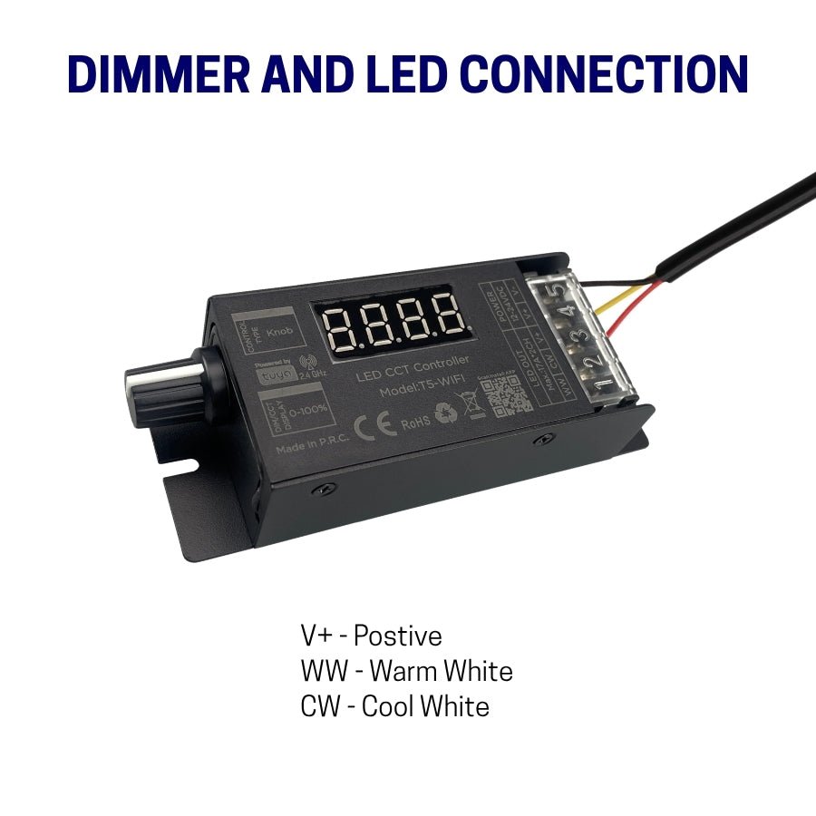 switchtoled rgb cct led controller with dimmer and led connection