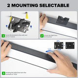 Instructions for mounting a light fixture with hands demonstrating the process.
