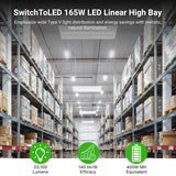 Warehouse interior with LED linear high bay lights installed, highlighting energy savings and efficiency.