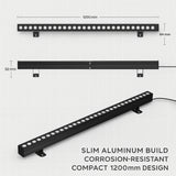 Slim aluminum wall washer led rgb
with dimensions on a white background