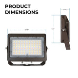 waterproof outdoor led flood lights with dimensions labeled on a white background