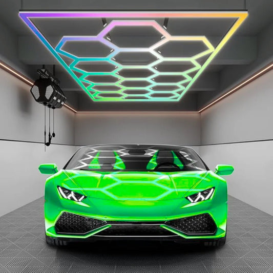 RGB Hexagon Garage Lights at switchtoled 