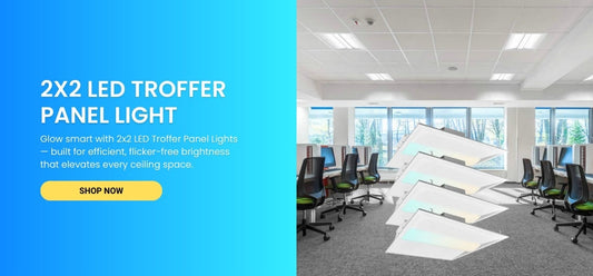  2x2 LED Troffer blog banner with real world application at switchtoled 
