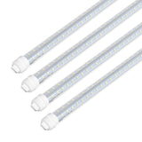 Super Bright V Shaped 8FT R17D/HO LED Tube Lights 270° Angel, 4 Row LEDs 80W 10800lm 6500K Cold White, Clear PC Cover (Replace for F96T12/CW/HO150W) Ballast Bypass Dual-Ended Power AC100-277V