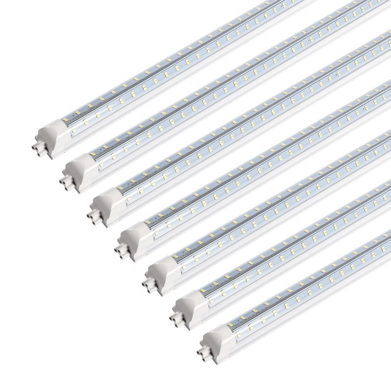 LED Shop Light, 50W 6500LM 6500K, 4FT 270° Angel 4 Row LEDs V Shaped Integrated Fixture, T8 Tube Light, Cool White, Clear Cover, Higher Brightness, LED Shop Lights for Garage Warehouse Workshop 6 Pack