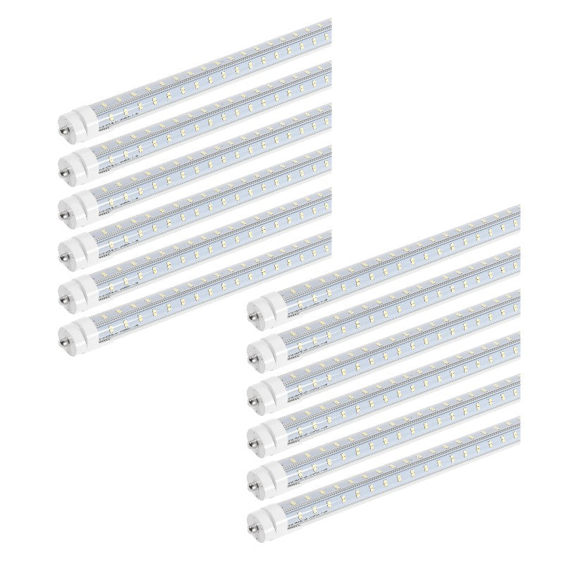 Super Bright V Shaped 8FT 270° Angel, 4 Row LEDs 80W 10800lm 6500K Cold White, 8 Foot FA8 Single Pin LED Tube Lights, T8 T10 T12 LED Tube Lights, Clear PC Cover, Dual-Ended Power AC100-277V