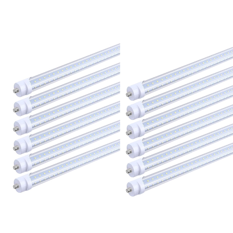 T8 8FT LED Tube Light, 8 Foot T8 V Shaped Single Pin FA8 Base, Ballast Bypass 270° 50W 6750LM, 6500K Cool White, Clear PC Cover (Replace 150W LED Flourescent Bulbs) Dual-Ended Power AC100-277V