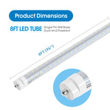 Super Bright V Shaped 8FT 270° Angel, 4 Row LEDs 80W 10800lm 6500K Cold White, 8 Foot FA8 Single Pin LED Tube Lights, T8 T10 T12 LED Tube Lights, Clear PC Cover, Dual-Ended Power AC100-277V