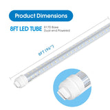 Super Bright V Shaped 8FT R17D/HO LED Tube Lights 270° Angel, 4 Row LEDs 80W 10800lm 6500K Cold White, Clear PC Cover (Replace for F96T12/CW/HO150W) Ballast Bypass Dual-Ended Power AC100-277V