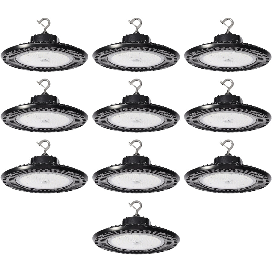 10 industrial pendant lights on a white background