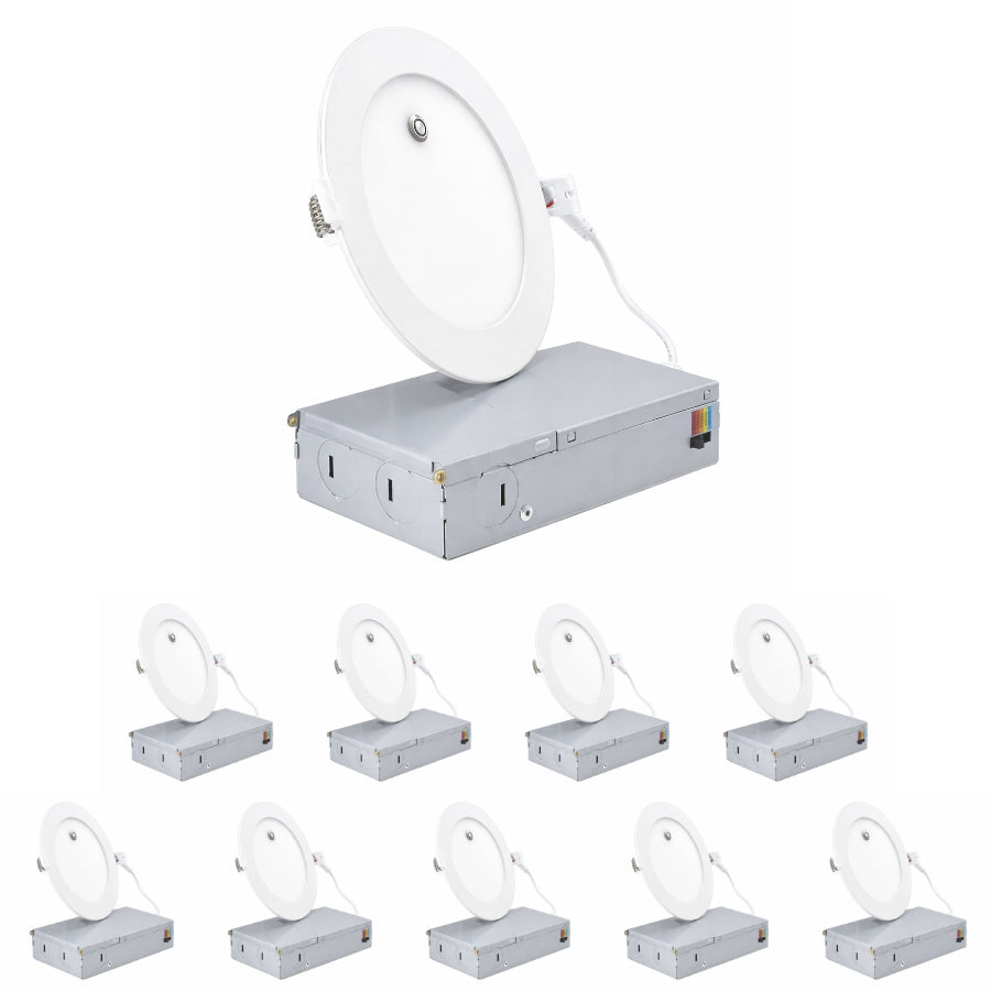 10 pack ultra-slim 6-inch LED recessed lights with dimmable feature and battery backup