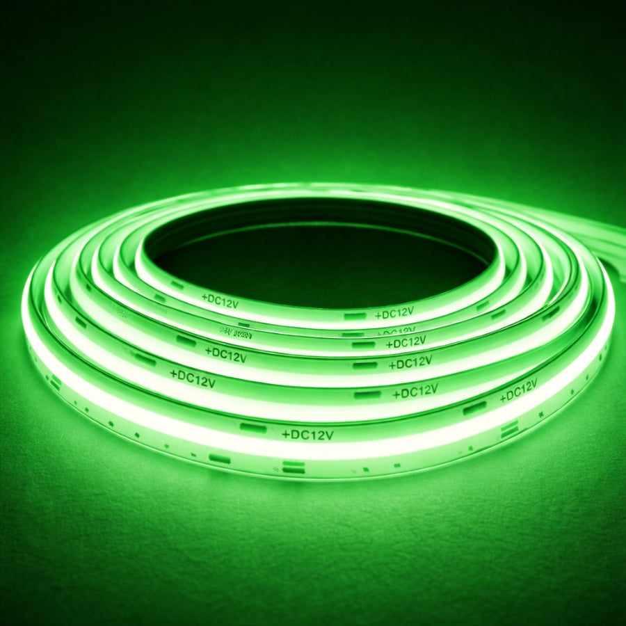 12V COB LED Strip Light Green Color at SwitchToLED