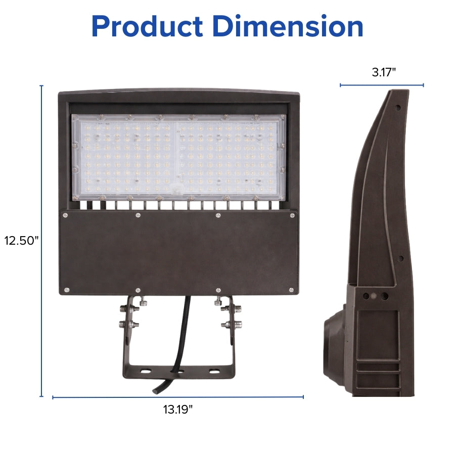 150W LED Shoebox Area Light Dimensions and Mounting Measurements