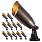 12V LED Outdoor Landscape Spotlights – Solid Brass Waterproof Uplights, Low Voltage Lighting Fixtures, 12 Pack Without MR16 Bulb