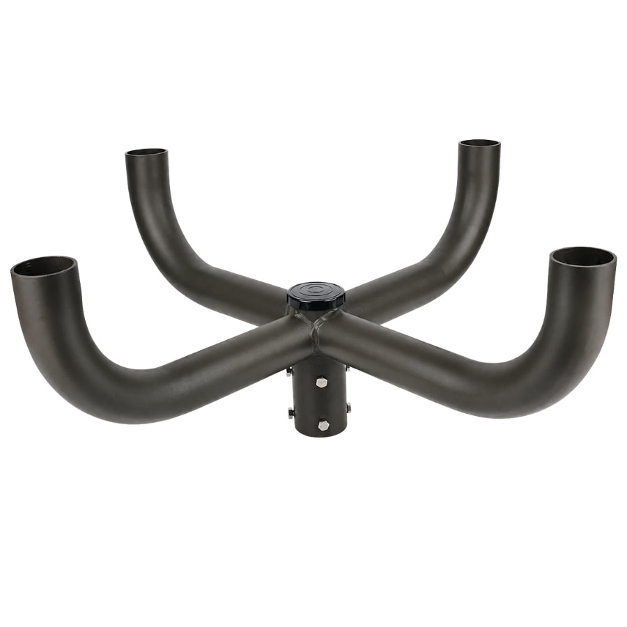 90 Degrees Bullhorn Tenon with 4 Arms Adapter 4 Light fixtures with 2 3/8inch Round Pole, Slip Fitter, Brown Color, Mouting Bracket LED Parking lot Lights, Outdoor LED Shoebox Pole Lights