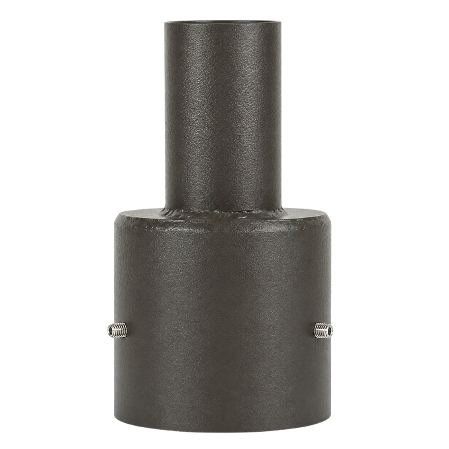 4" Round Pole Mount Tenon Reducer, Fits 2-3/8" Slip Fitter Lights, Heavy-Duty Steel, Dark Bronze Finish
