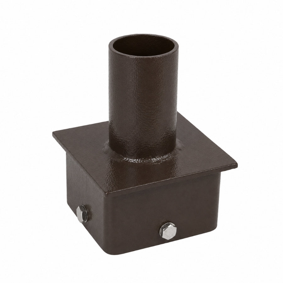 Tenon Adapter for 6" Square Pole, Fits 2-3/8" Slip Fitter Lights, Heavy-Duty Steel Mounting Bracket for Shoebox and Flood Lights, Dark Bronze Finish