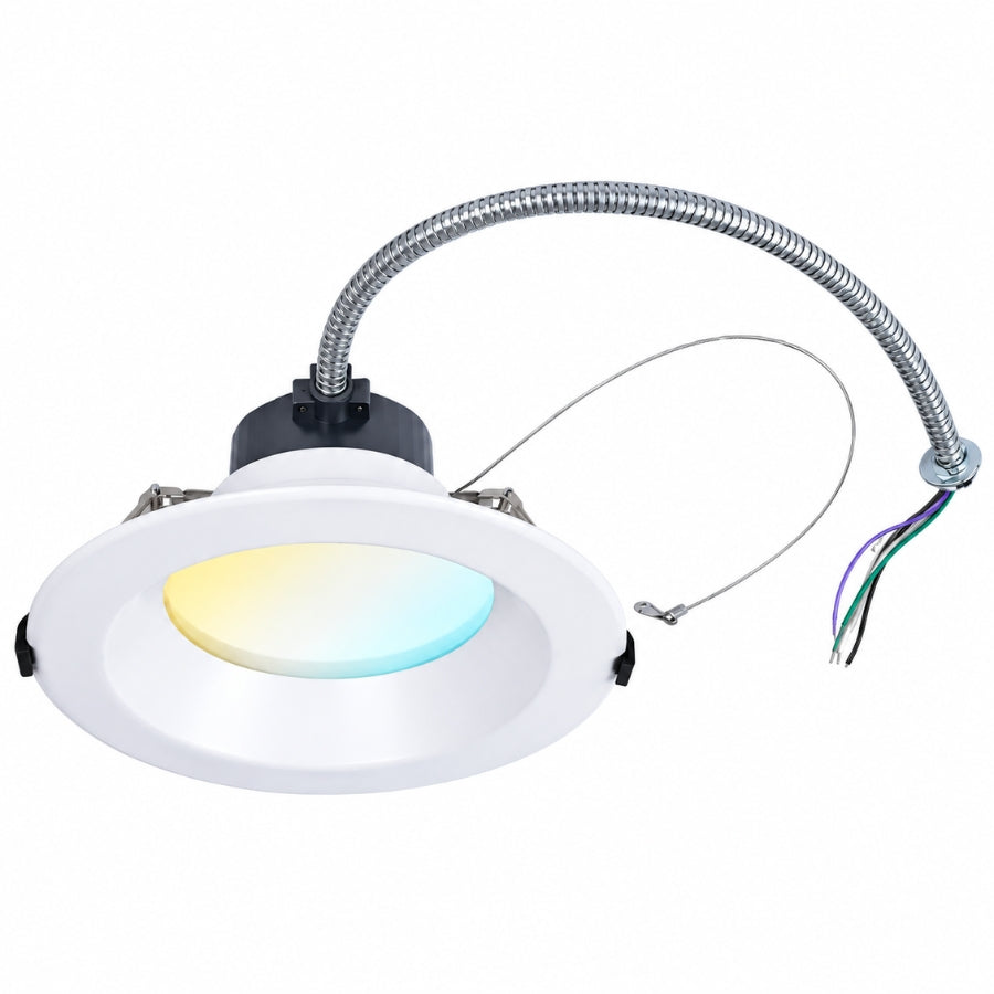6" LED Commercial Downlight, 14W/18W/22W/26W/30W Selectable, Up to 2520 Lumens, 5CCT 2700K/3000K/3500K/4000K/5000K, 0-10V Dimmable, Canless Wafer Thin Recessed Ceiling Light, IC Rated, 120-277V, UL Listed