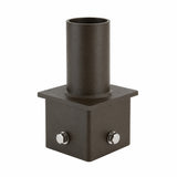 4" Square Pole Mount Adapter with 2-3/8" Tenon, Steel Light Mounting Bracket for Area, Flood & Shoebox Lights, Weather-Resistant Dark Bronze Finish